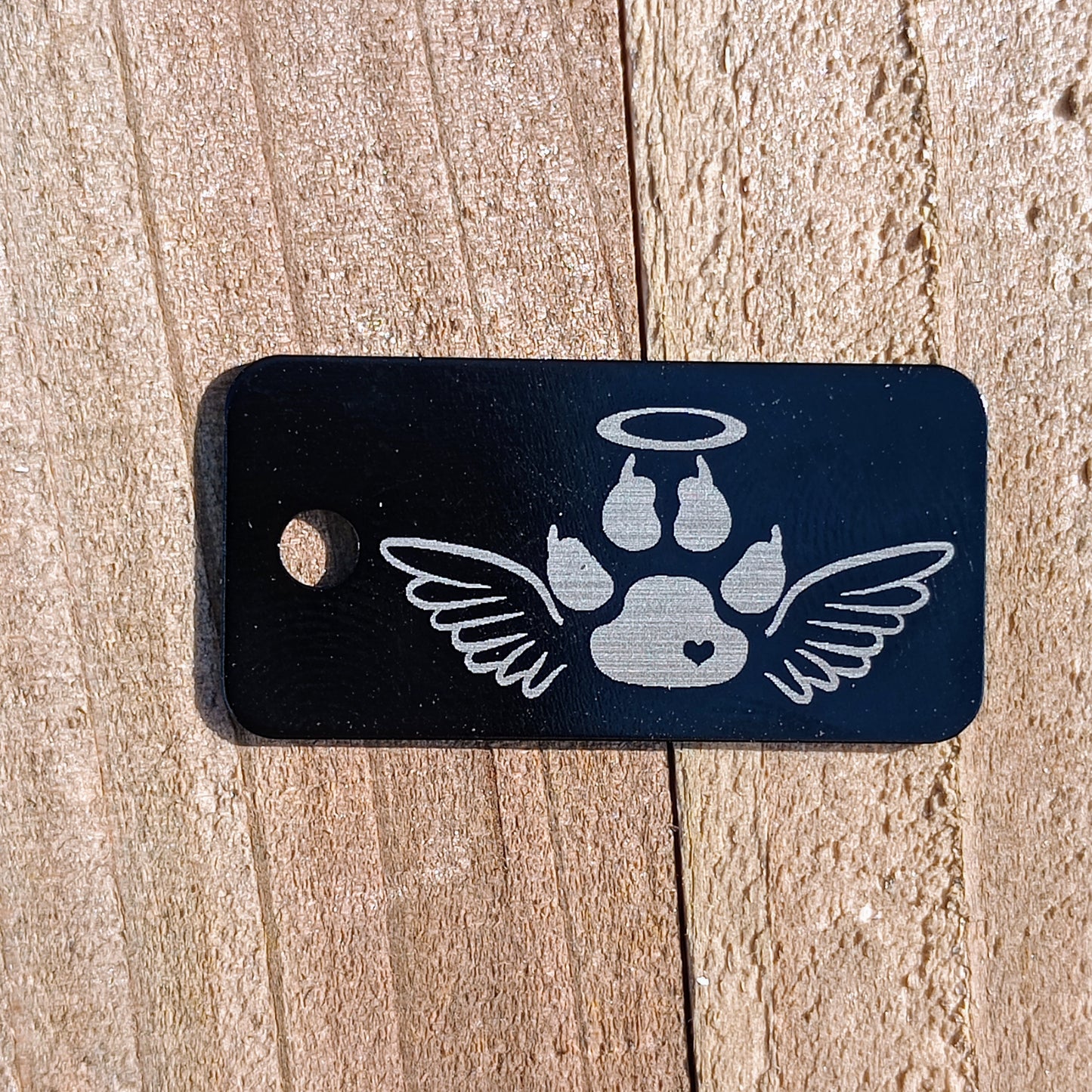 Black Rectangular Angel Cat Tag