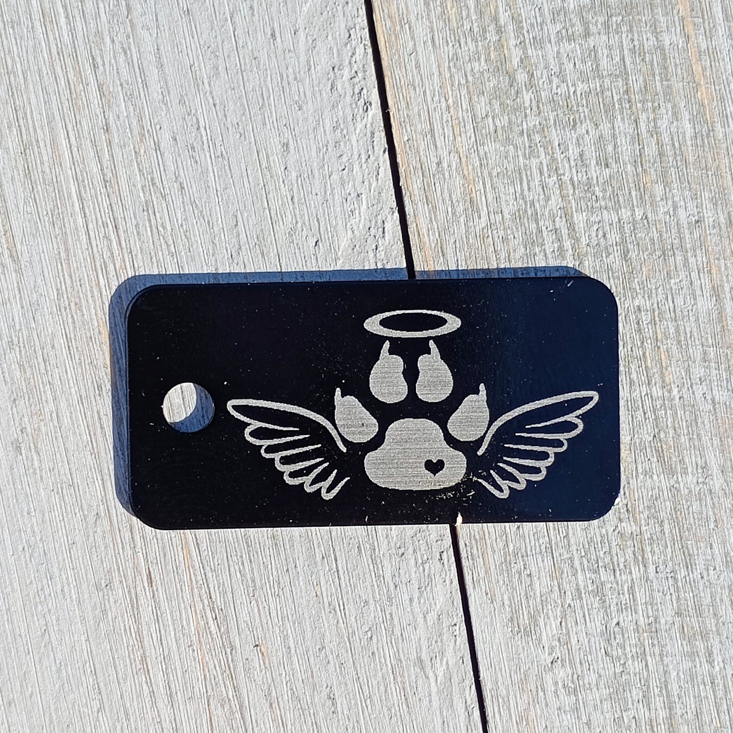 Black Rectangular Angel Cat Tag