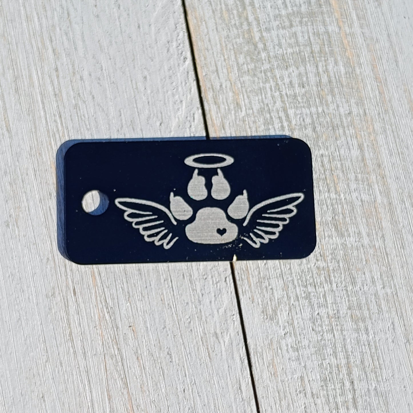 Black Rectangular Angel Cat Tag