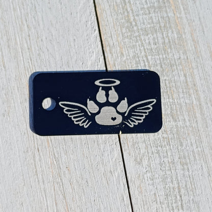 Black Rectangular Angel Cat Tag