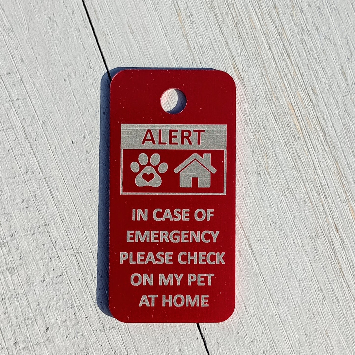 Red Rectangular "Please Check On My Pet" Tag