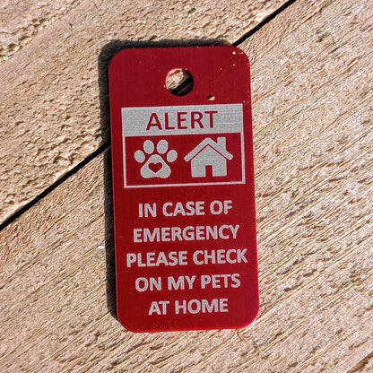 Red Rectangular "Please Check On My Pets" Tag