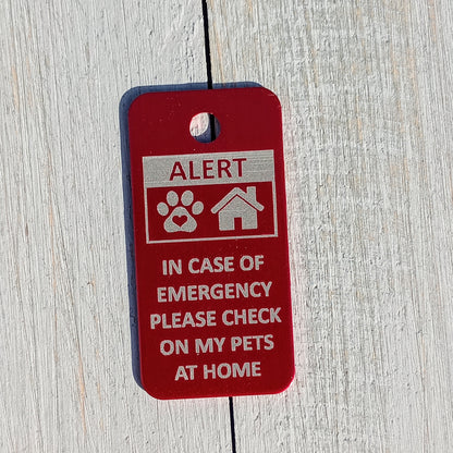 Red Rectangular "Please Check On My Pets" Tag