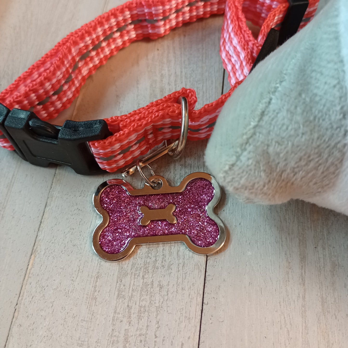 Purple Glitter Bone Shaped Pet Tag