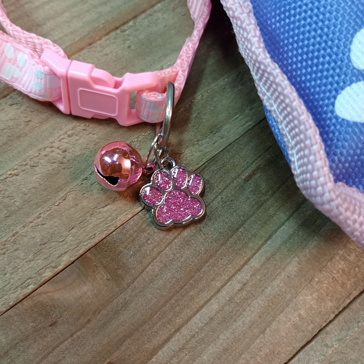 Light Pink Glitter Paw Pet Tag (.7 inch)