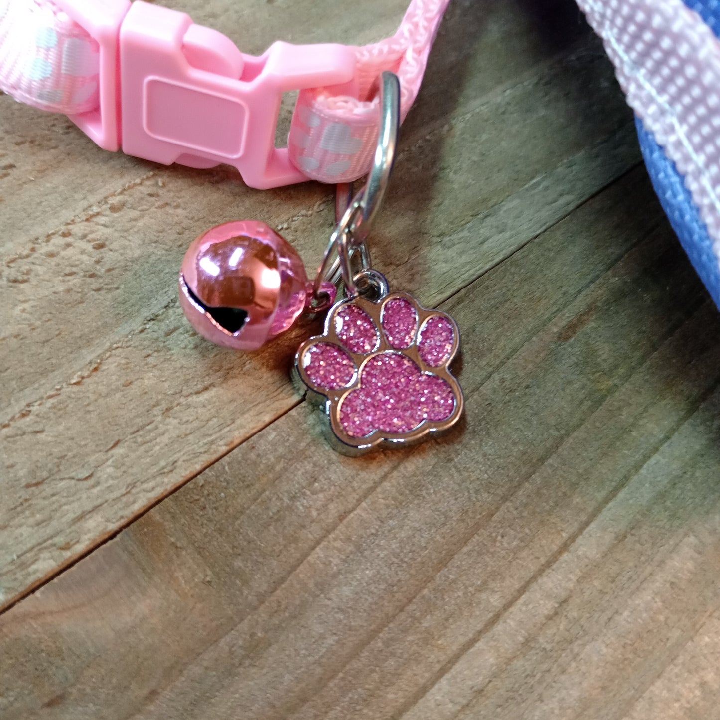 Light Pink Glitter Paw Pet Tag (.7 inch)