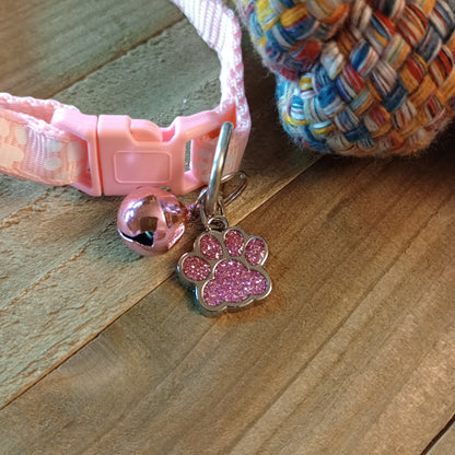 Light Pink Glitter Paw Pet Tag (.7 inch)