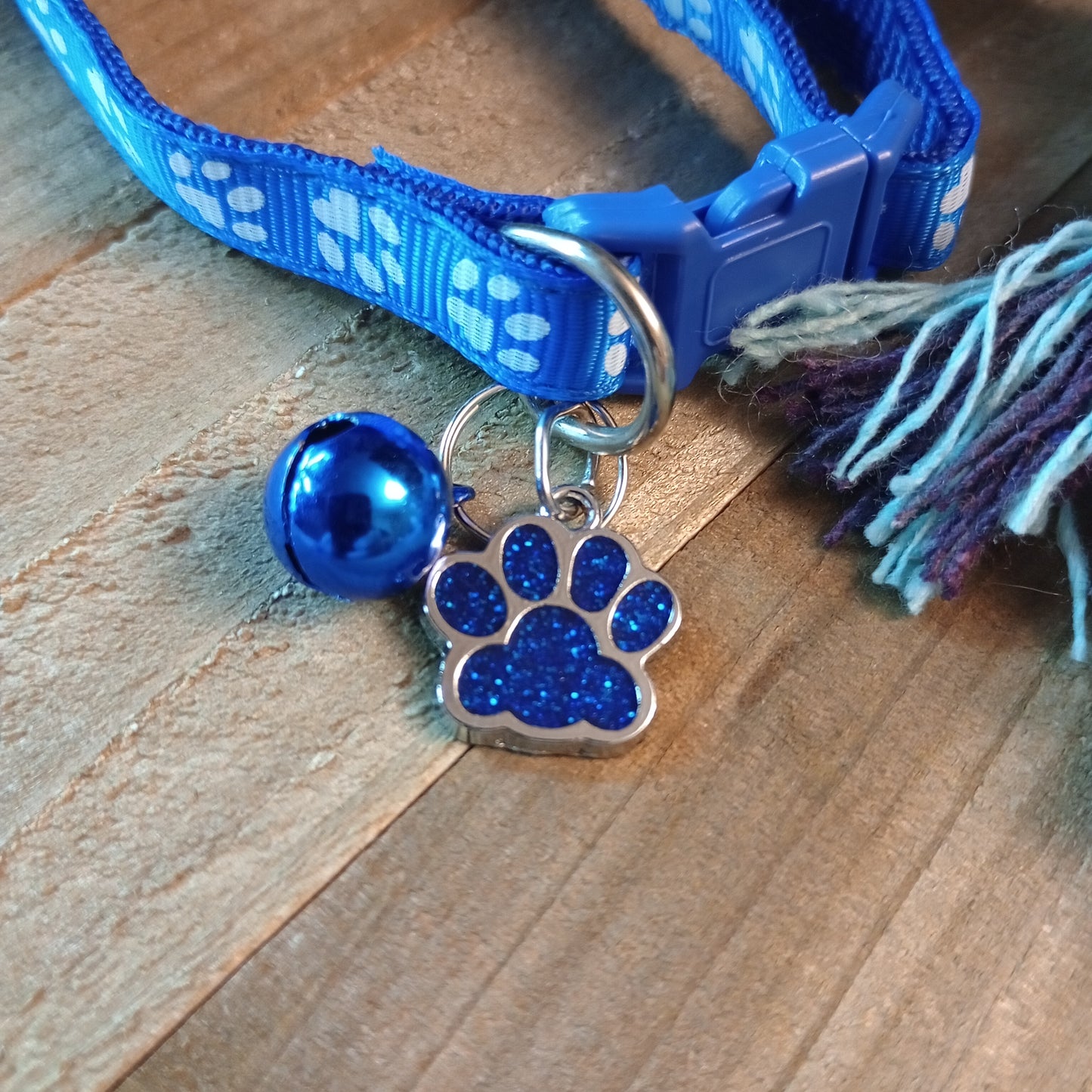 Dark Blue Glitter Paw Pet Tag (.7 inch)