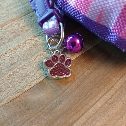 Dark Pink Glitter Paw Pet Tag (.7 inch)