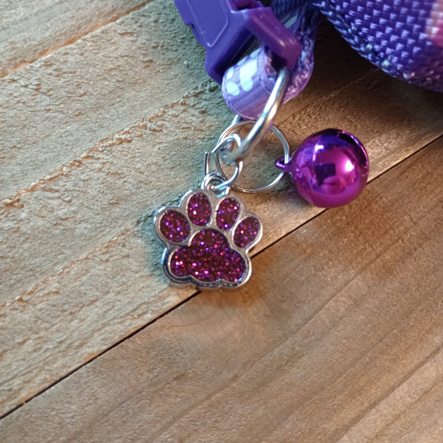 Dark Pink Glitter Paw Pet Tag (.7 inch)