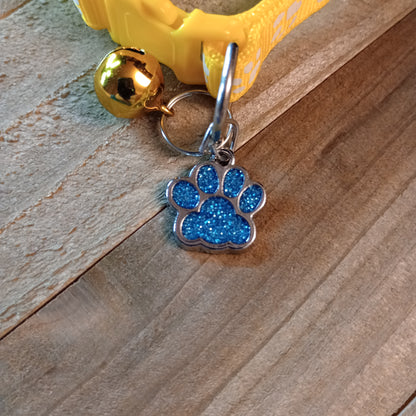 Light Blue Glitter Paw Pet Tag (.7 inch)