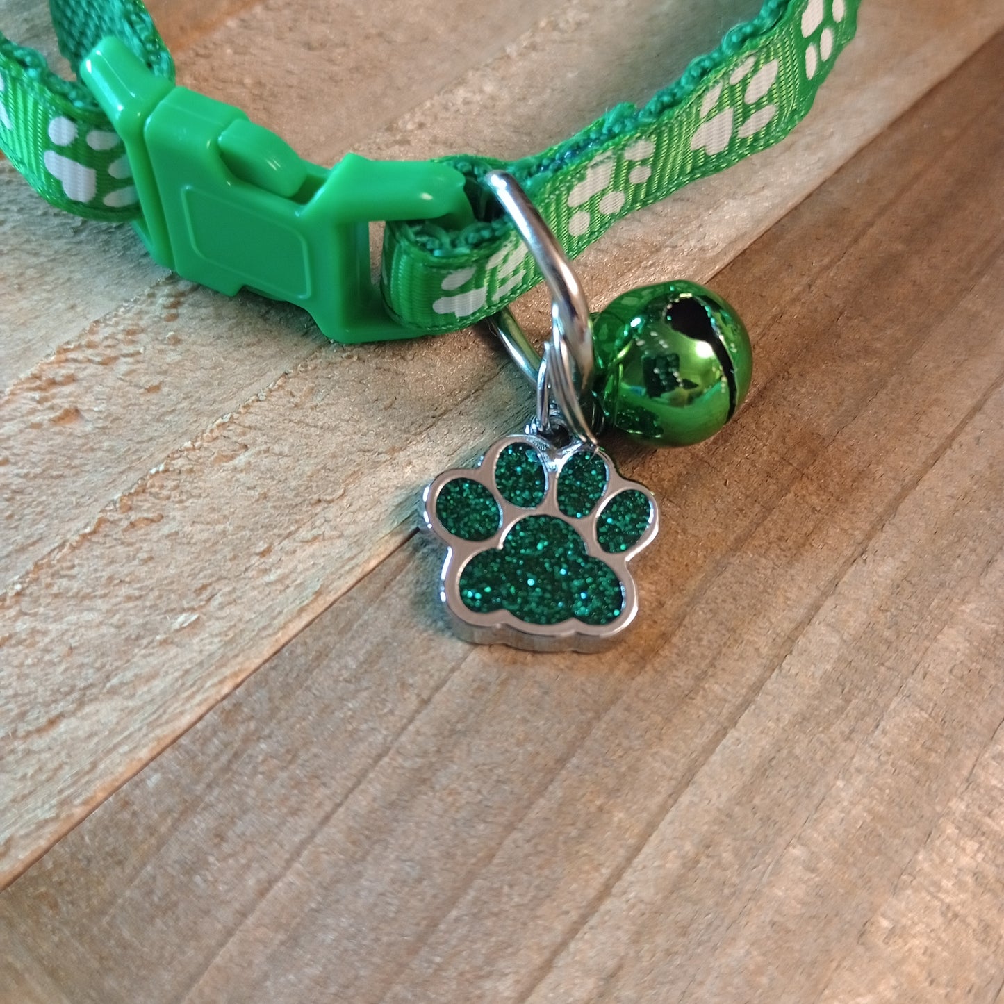 Emerald Green Glitter Paw Pet Tag (.7 inch)