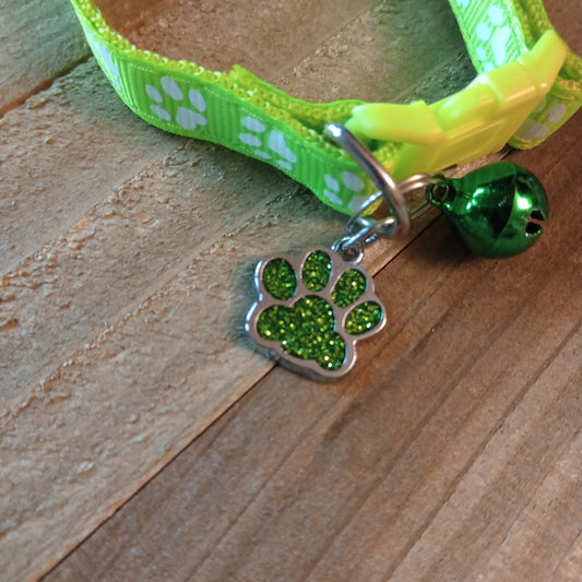 Light Green Glitter Paw Pet Tag (.7 inch)