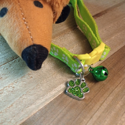 Light Green Glitter Paw Pet Tag (.7 inch)