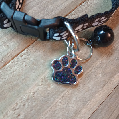 Black Glitter Paw Pet Tag (.7 inch)