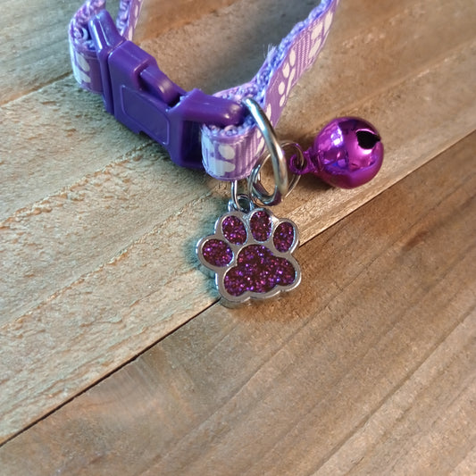 Purple Glitter Paw Pet Tag (.7 inch)