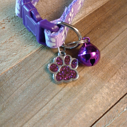 Purple Glitter Paw Pet Tag (.7 inch)