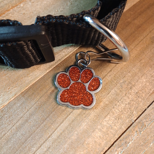 Red Glitter Paw Pet Tag (1 inch)