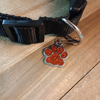 Red Glitter Paw Pet Tag (1 inch)