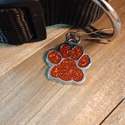 Red Glitter Paw Pet Tag (1 inch)