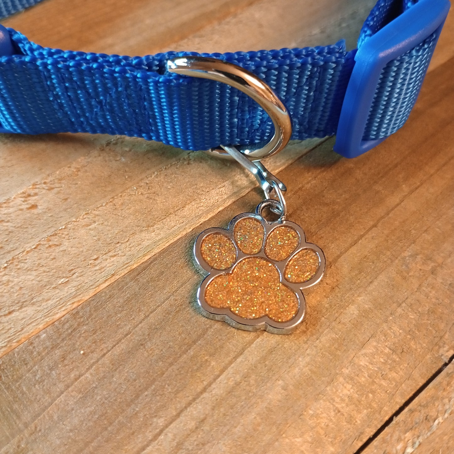 Yellow Glitter Paw Pet Tag (1 inch)