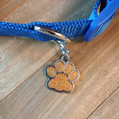 Yellow Glitter Paw Pet Tag (1 inch)