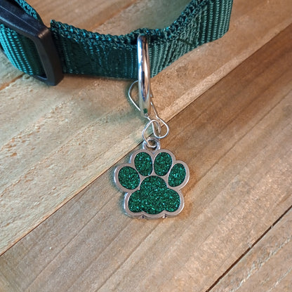 Emerald Green Glitter Paw Pet Tag (1 inch)