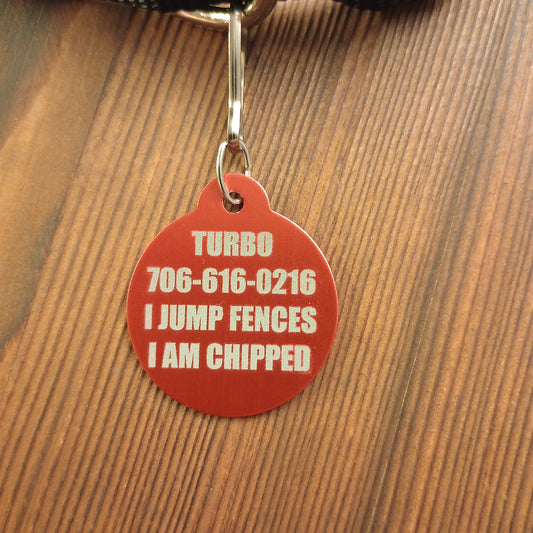 Red Round Pet Tag 1.25 inch