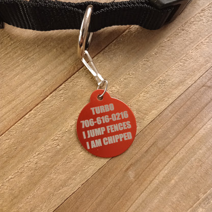 Red Round Pet Tag 1.25 inch