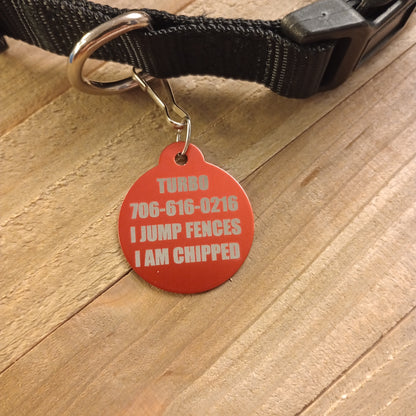 Red Round Pet Tag 1.25 inch