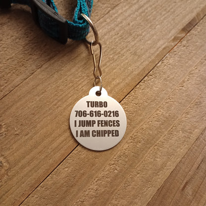 Silver Colored Round Pet Tag 1.25 inch