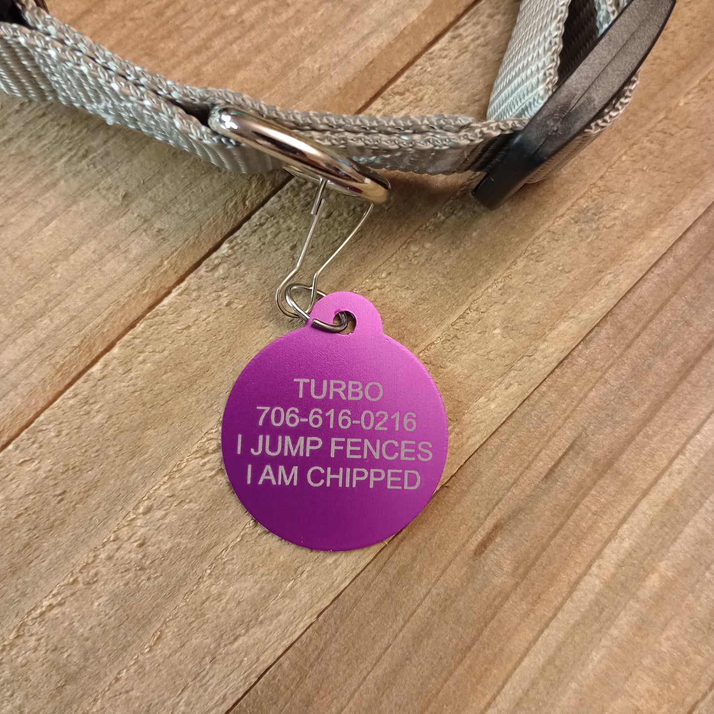 Purple Round Pet Tag 1.25 inch