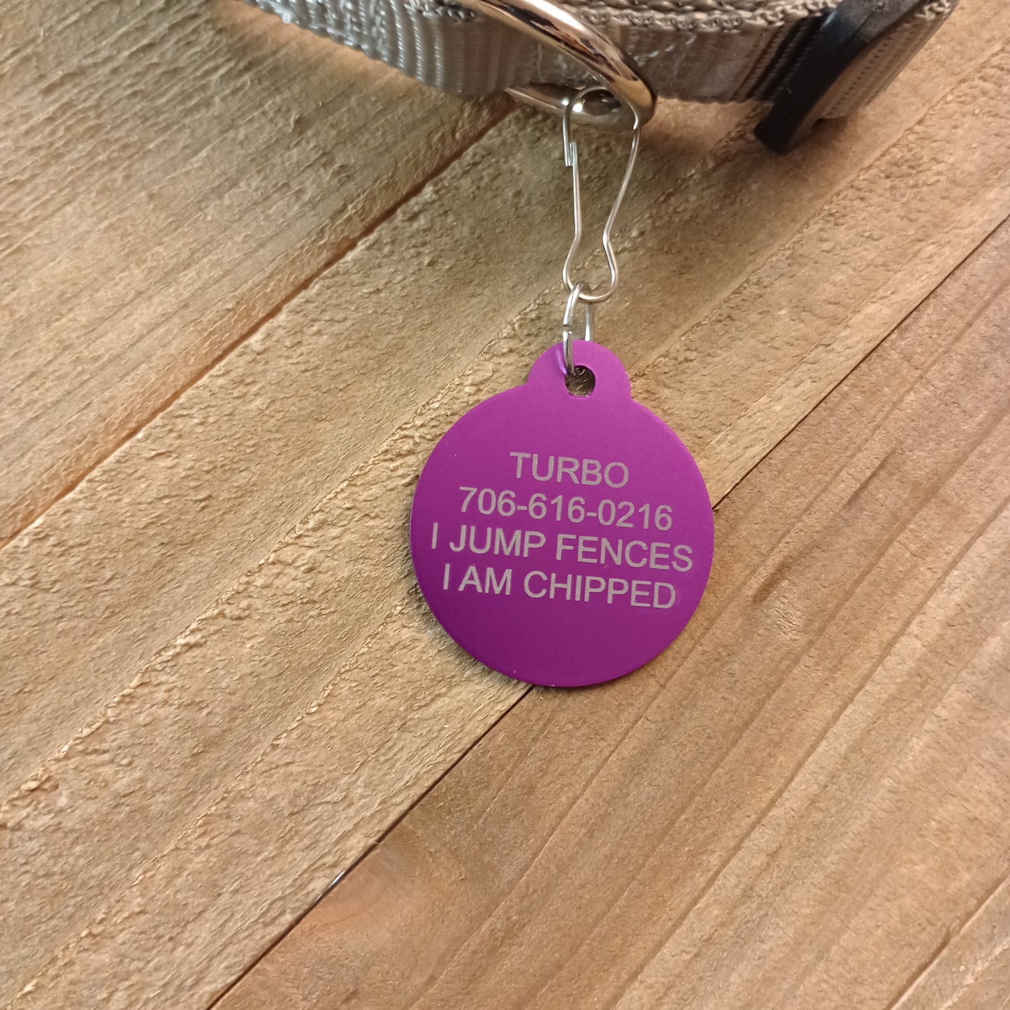 Purple Round Pet Tag 1.25 inch