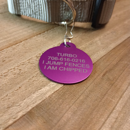 Purple Round Pet Tag 1.25 inch