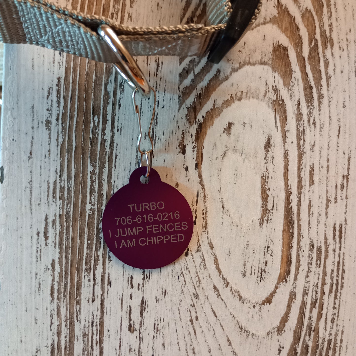 Purple Round Pet Tag 1.25 inch