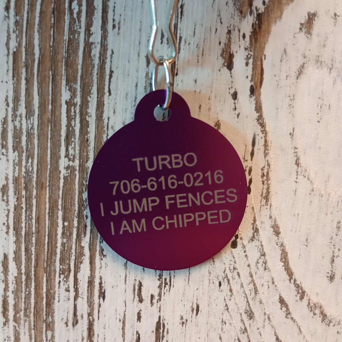 Purple Round Pet Tag 1.25 inch