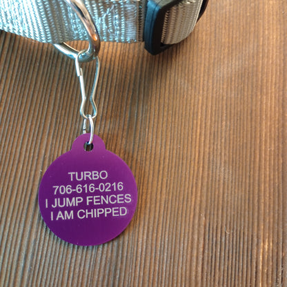 Purple Round Pet Tag 1.25 inch