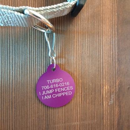 Purple Round Pet Tag 1.25 inch