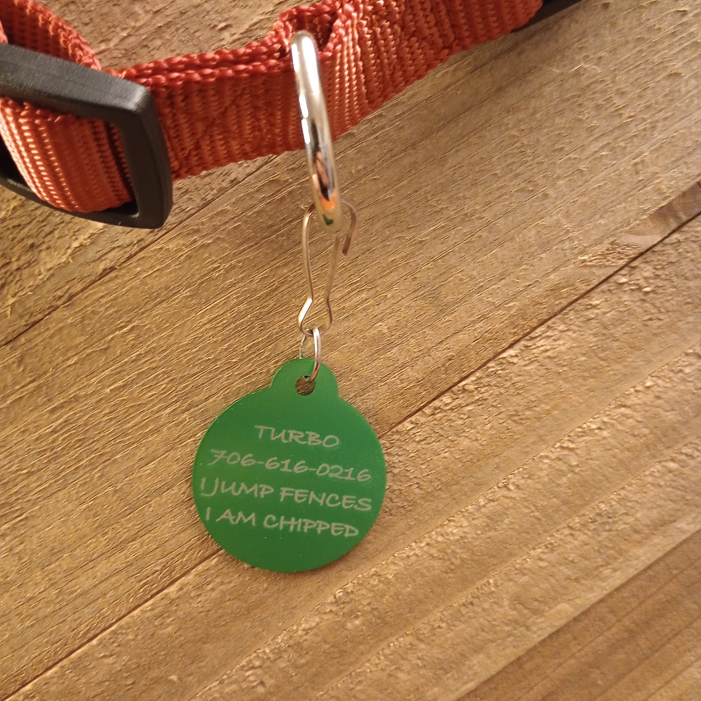 Green Round Pet Tag 1.25 inch