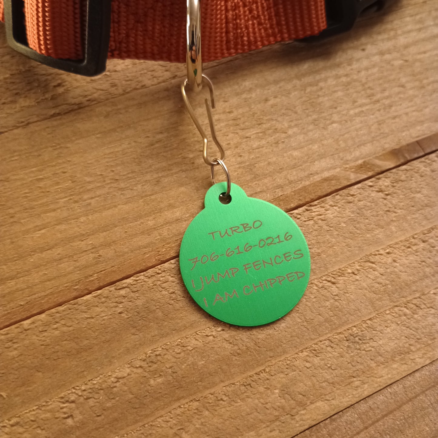 Green Round Pet Tag 1.25 inch