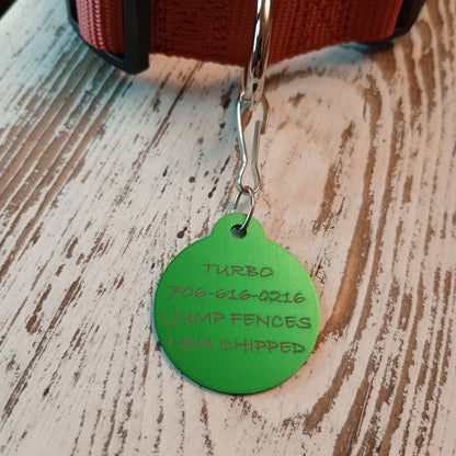 Green Round Pet Tag 1.25 inch