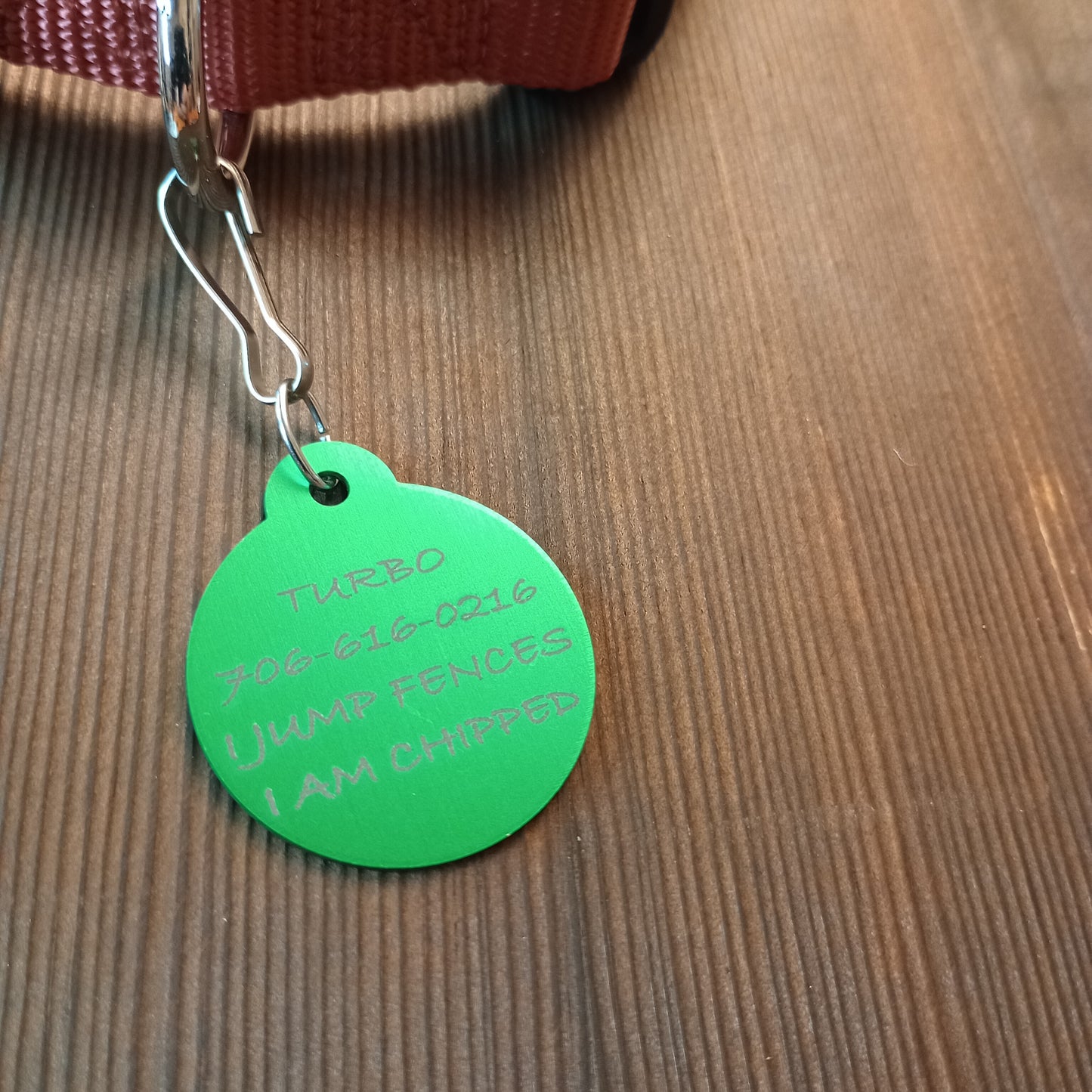 Green Round Pet Tag 1.25 inch