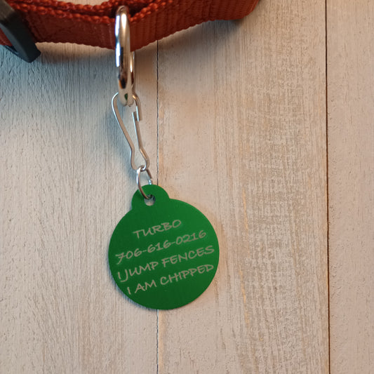 Green Round Pet Tag 1.25 inch