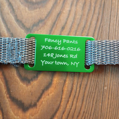 Green Slide-On Pet Tag.