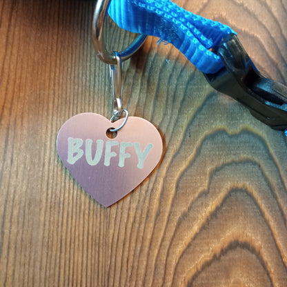 Light Pink Heart Shaped Pet Tag.