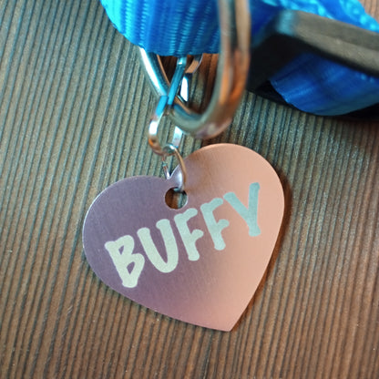 Light Pink Heart Shaped Pet Tag.