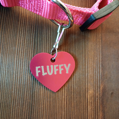 Dark Pink Heart Shaped Pet Tag