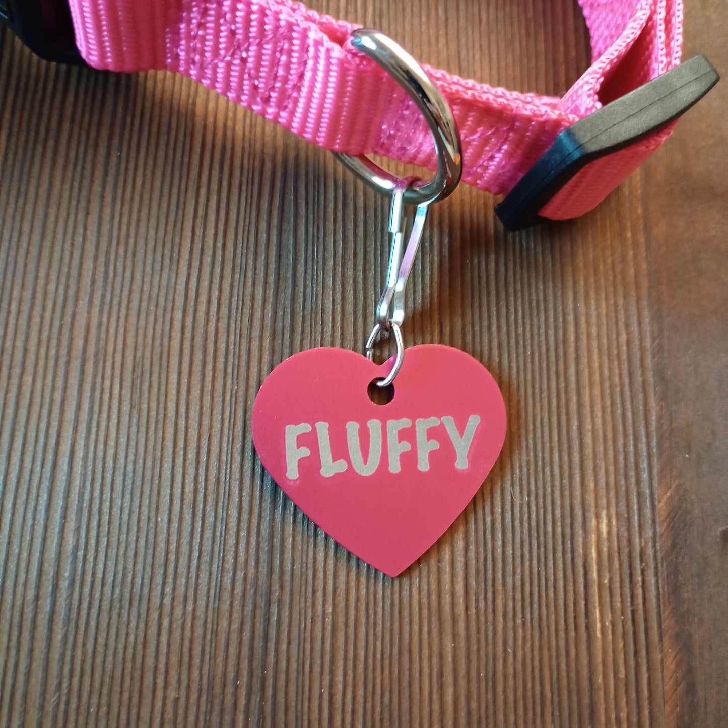 Dark Pink Heart Shaped Pet Tag