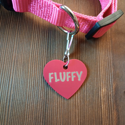 Dark Pink Heart Shaped Pet Tag