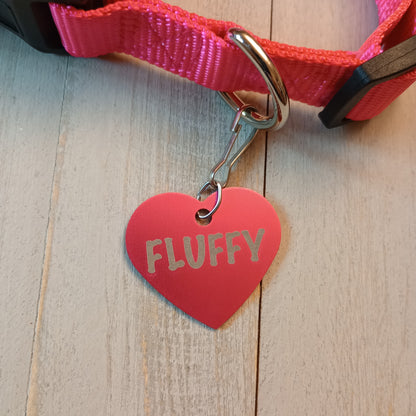 Dark Pink Heart Shaped Pet Tag